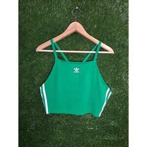 adidas Originals Women's Adicolor 3-Stripes Crop Top Green IN8380 Size L - NEW